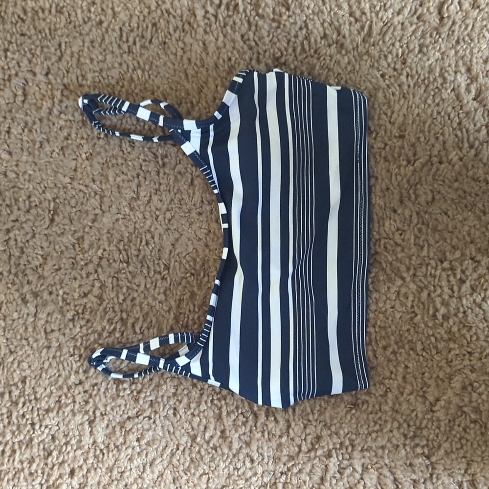Aerie Striped Straight Scoop Bikini Top with Built in Bra Cups/Lining